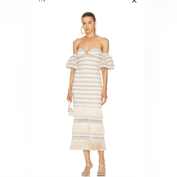 PatBO Stripped Crochet Maxi Dress Natural- Used ONCE! - Picture 4 of 12